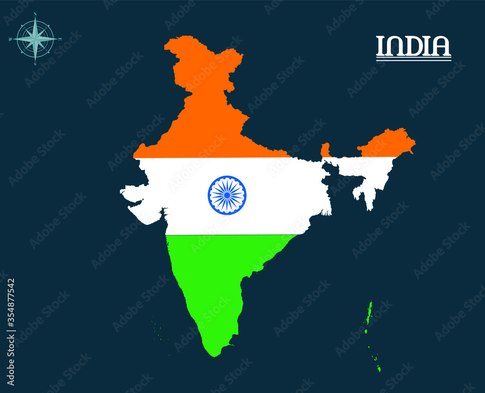 Modern map of india with india flag india map infographics 