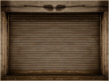 Steel Shutter Door Of Warehouse, Storage Or Storefront For Background And Textured.	
