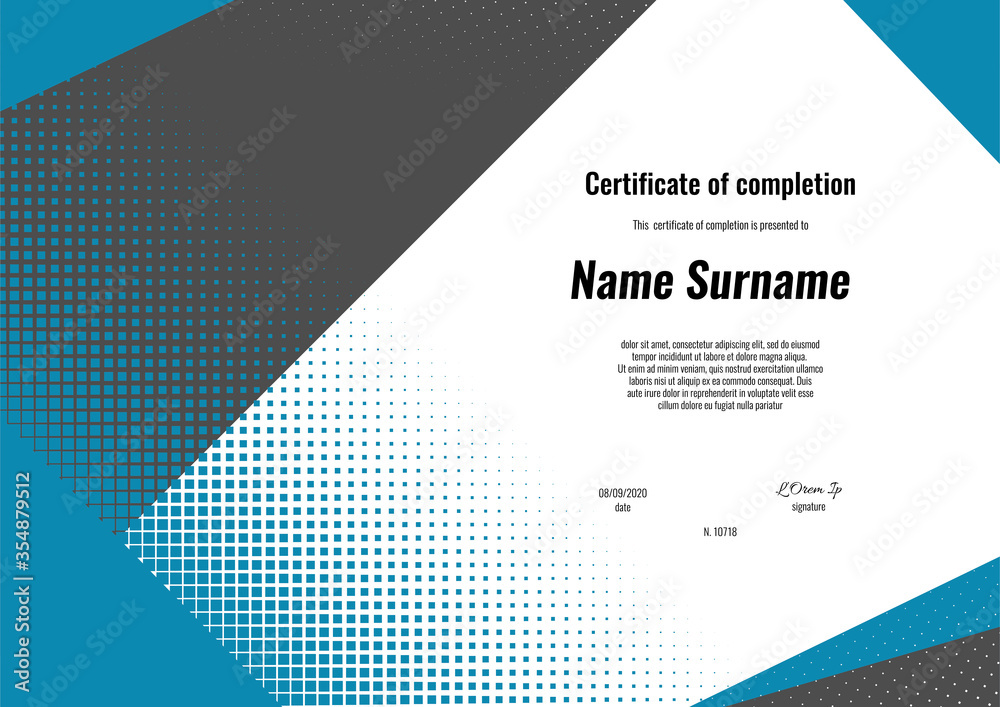 Certificate of completion. Template design with modern geometry shapes ...