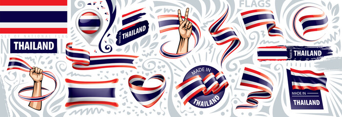 Vector set of the national flag of Thailand in various creative designs