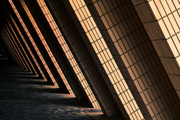 abstract light and shade on walkway in hong kong