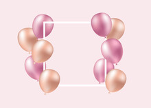 Illustration Of Blank Place Card With Pink Balloons