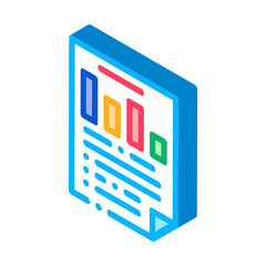Aufkleber - Statistician Report Document Icon Vector. Isometric Statistician Paper Page File With Analytics Graphic And Text sign. color isolated symbol illustration