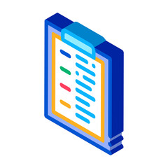 Poster - Statistician Report Tablet Icon Vector. Isometric Document On Tablet, Checklist Or Contract Form Text Clipboard sign. color isolated symbol illustration