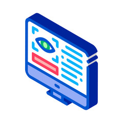 Aufkleber - Optometry Online Information Icon Vector. Isometric Eye And Info On Computer Display Optometry Info sign. color isolated symbol illustration