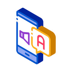 Aufkleber - Smartphone Translator App Icon Vector. Isometric Dynamic On Smartphone Screen And Interpreter Application sign. color isolated symbol illustration