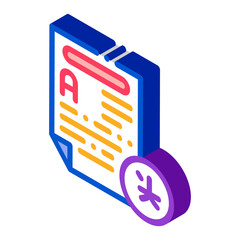 Aufkleber - Text File For Translation Icon Vector. Isometric Document With Text For Translate Other Language sign. color isolated symbol illustration