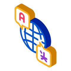 Aufkleber - World International Language Icon Vector. Isometric Globe With Quote Frames And Different Country Speak Language sign. color isolated symbol illustration