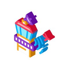 Poster - Airport Control Tower Radar Icon Vector. Isometric Air Flight Controller Tower Concept Linear Pictogram. Technical Block sign. color isolated symbol illustration