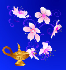 magic lamp spring creative illustration