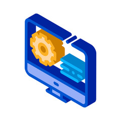 Poster - Gear On Display Icon Vector. Isometric Gear On Display sign. color isolated symbol illustration