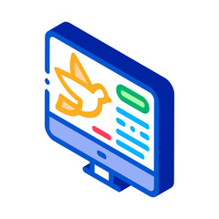 Poster - Bird On Computer Screen Icon Thin Line Vector. Flying Bird Image On Internet Web Site, Ornithology sign. color isolated symbol illustration