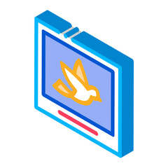 Poster - Bird Picture Or Photo Card Icon Thin Line Vector. Flying Bird Silhouette Image In Frame, Ornithology sign. color isolated symbol illustration