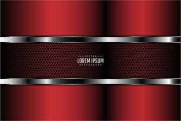 Red metallic background luxury with silver and carbon fiber dark space vector illustration.