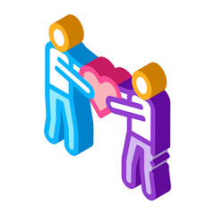 Poster - Human Share Heart Icon Vector. Isometric Human Share Heart sign. color isolated symbol illustration