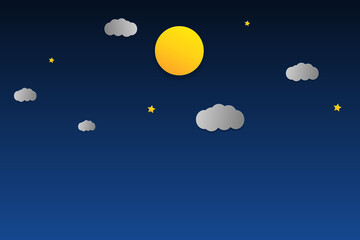 vector night sky, moon and stars