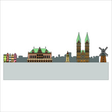 Skyline Of The City Of Bremen In Germany. Illustration For Web And Mobile Design.