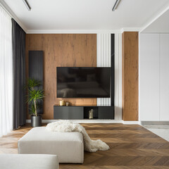 Wall Mural - living room with big television screen