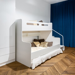 Wall Mural - white child room with bunk bed
