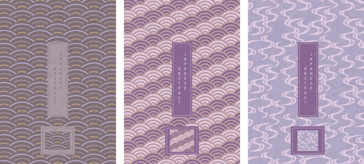 Wall Mural - oriental japanese style abstract seamless pattern background design purple geometry wave move and cu