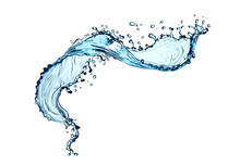 Blue Water Liquid Splash Isolated On White Background, 3d Illustration With Clipping Path.