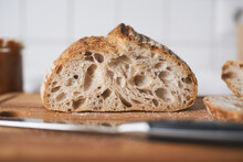 Open Crumb Sourdough Bread - Cut