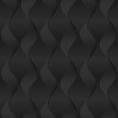 Aufkleber - Black seamless texture. Wavy background. Interior wall decoration. Vector interior wall panel pattern.