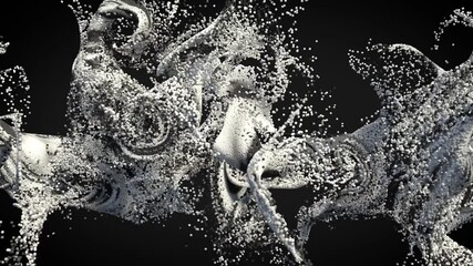Poster - 3d render of curling mass of particles. Loop animation.