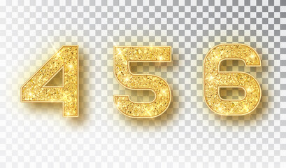 4,5,6 glitter typography design. Gold sparkling Numbers Design of greeting card of Happy new year design. Gold Shining Pattern. Vector illustration