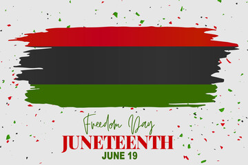 Wall Mural - Juneteenth Freedom Day. 19 June African American Emancipation Day. Annual American holiday. Black, red, and green banner background with lettering. Vector illustration.