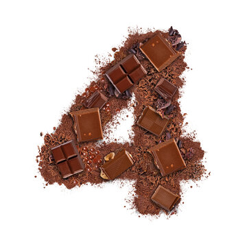 Number 4 made of chocolate bar