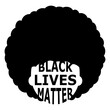 illustration of abstract black lives matter emblem. poster with black man or woman person with afro