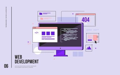 concept of web development, programming, coding and web design. monitor with program code on screen 