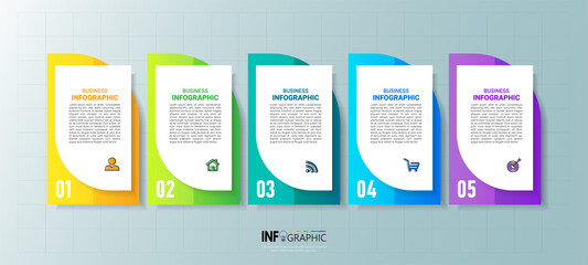 Wall Mural - Infographics design template, Business concept with 5 steps	
