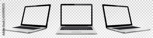 Fotografía Laptop mock up with transparent screen isolated