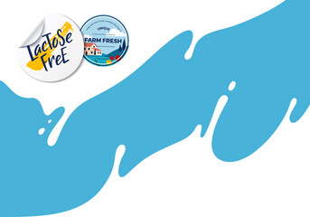 Poster - Milk Splash Vector Illustration with Labels. Abstract Food Background with Dripping Cream