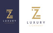 Premium Vector Z Logo in two colour variations. Beautiful Logotype design for luxury company branding. Elegant identity design in blue and gold.