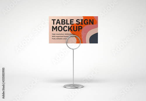 Download Realistic Table Sign With Metallic Holder Mockup Stock Template Adobe Stock