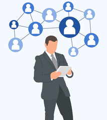 business online communication and social network media concept connection