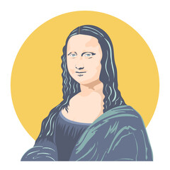 Pop art mona lisa portrait in cute colors