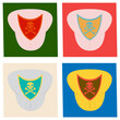 Set of Superhero color flat badges, emblems, logos. Superhero badge icon, power and protect insignia for superhero illustration
