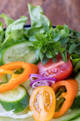 Sticker - closeup of a fresh salad with basil