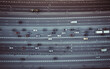 a road junction with cars photographed from the air