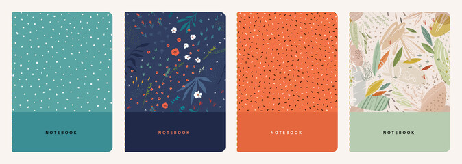 Wall Mural - trendy covers set. cool abstract and floral design. seamless pattern and mask used, easy to re-size.