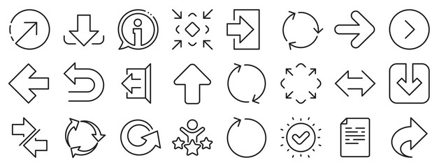 Poster - Set of Download, Synchronize and Recycle icons. Share arrow icons. Undo, Refresh and Login symbols. Sign out, download and Upload. Universal arrow elements, share, synchronize sign. Vector