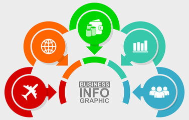 Aufkleber - Vector infographic template for presentation, diagram, business concept illustration with 5 options