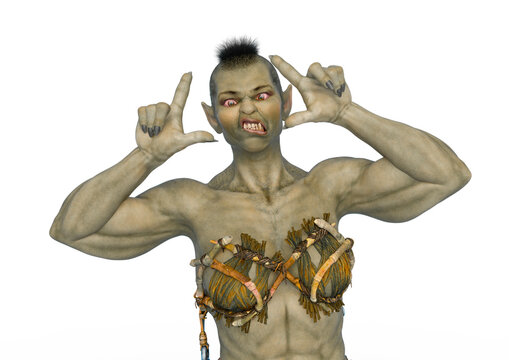 orc warrior lady doing a crazy face