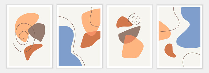 Wall Mural - set of interior art posters. minimalistic art. set of abstract templates for banners, posters, flyer
