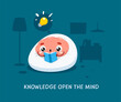 A brain is reading the blue book. Isolated Vector Illustration