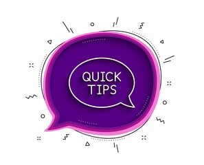 Poster - Quick tips line icon. Chat bubble with shadow. Helpful tricks speech bubble sign. Thin line quickstart guide icon. Vector